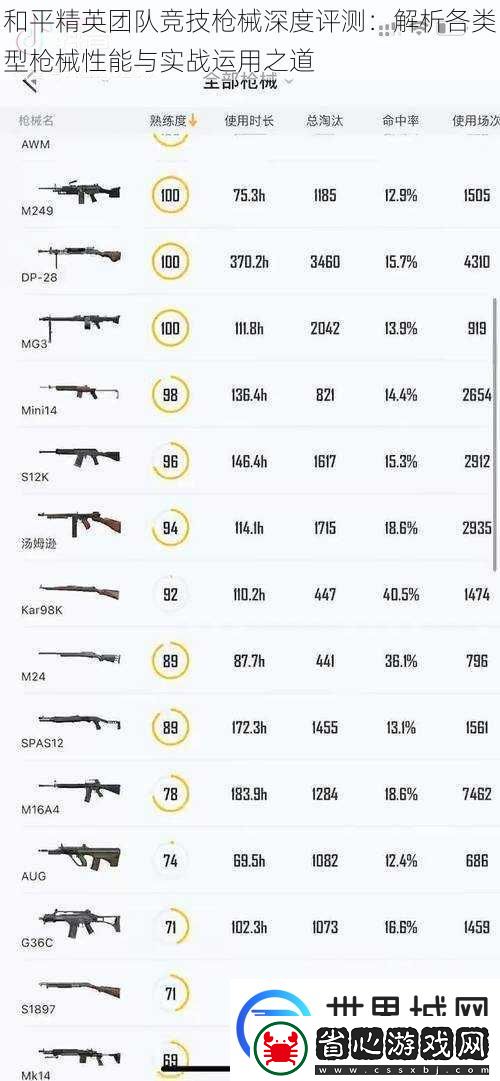 和平精英團隊競技槍械深度評測